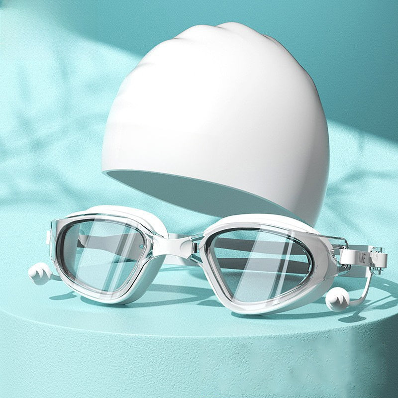 Swimming Goggles Large Frame with Swimming Cap